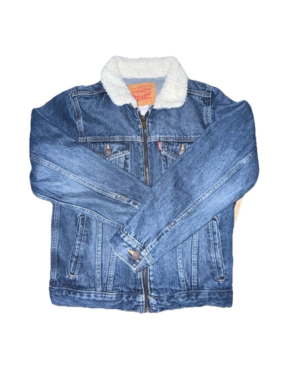 Levi's Blue Denim Jacket with White Sherpa Collar BOYS (M 10-12)